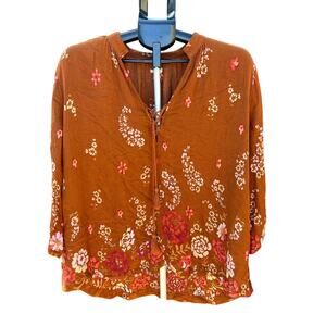 Ecote Urban Outfitters Embroidered Sleeve Boho Top Small